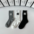 Chanel Comfort Crew Socks – 3-Pair Set #001