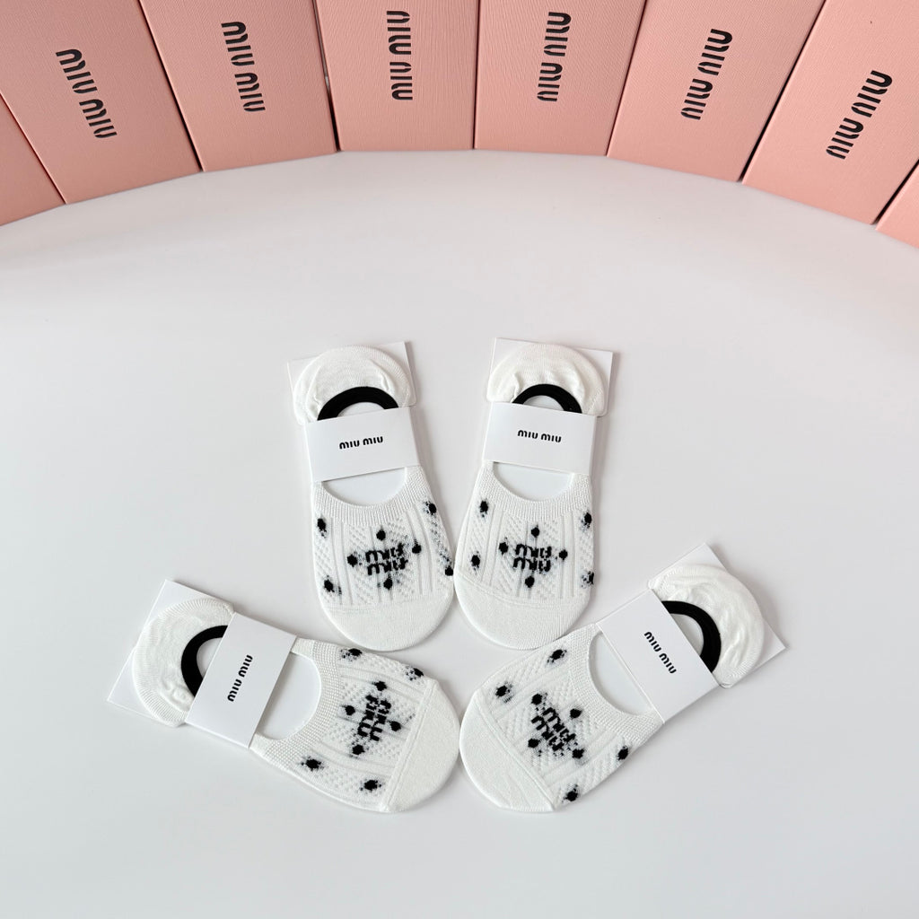 Miu Miu Comfort No-Show Socks – 4-Pair Set #001