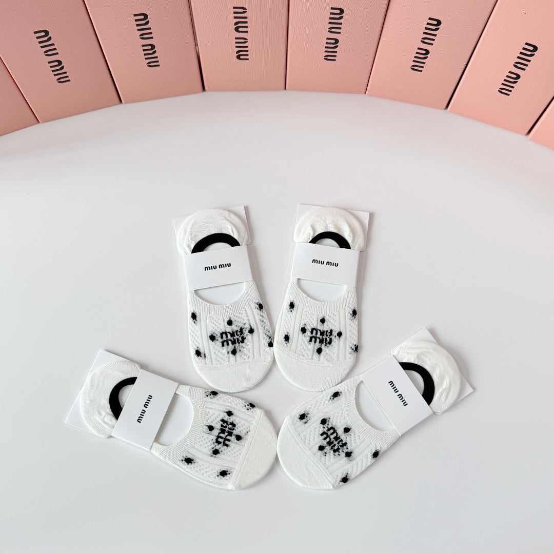 Miu Miu Comfort No-Show Socks – 4-Pair Set #001