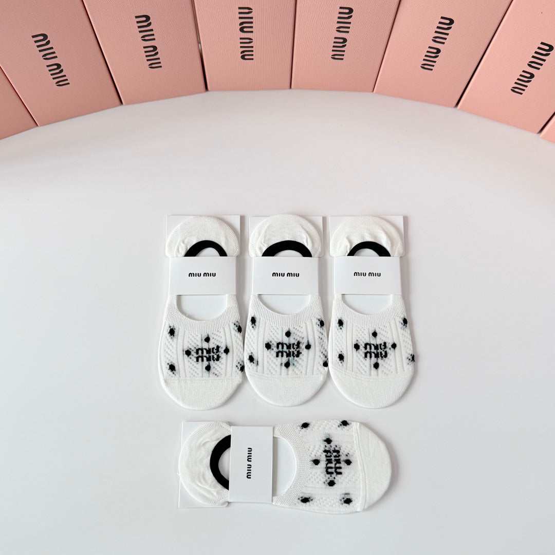 Miu Miu Comfort No-Show Socks – 4-Pair Set #001