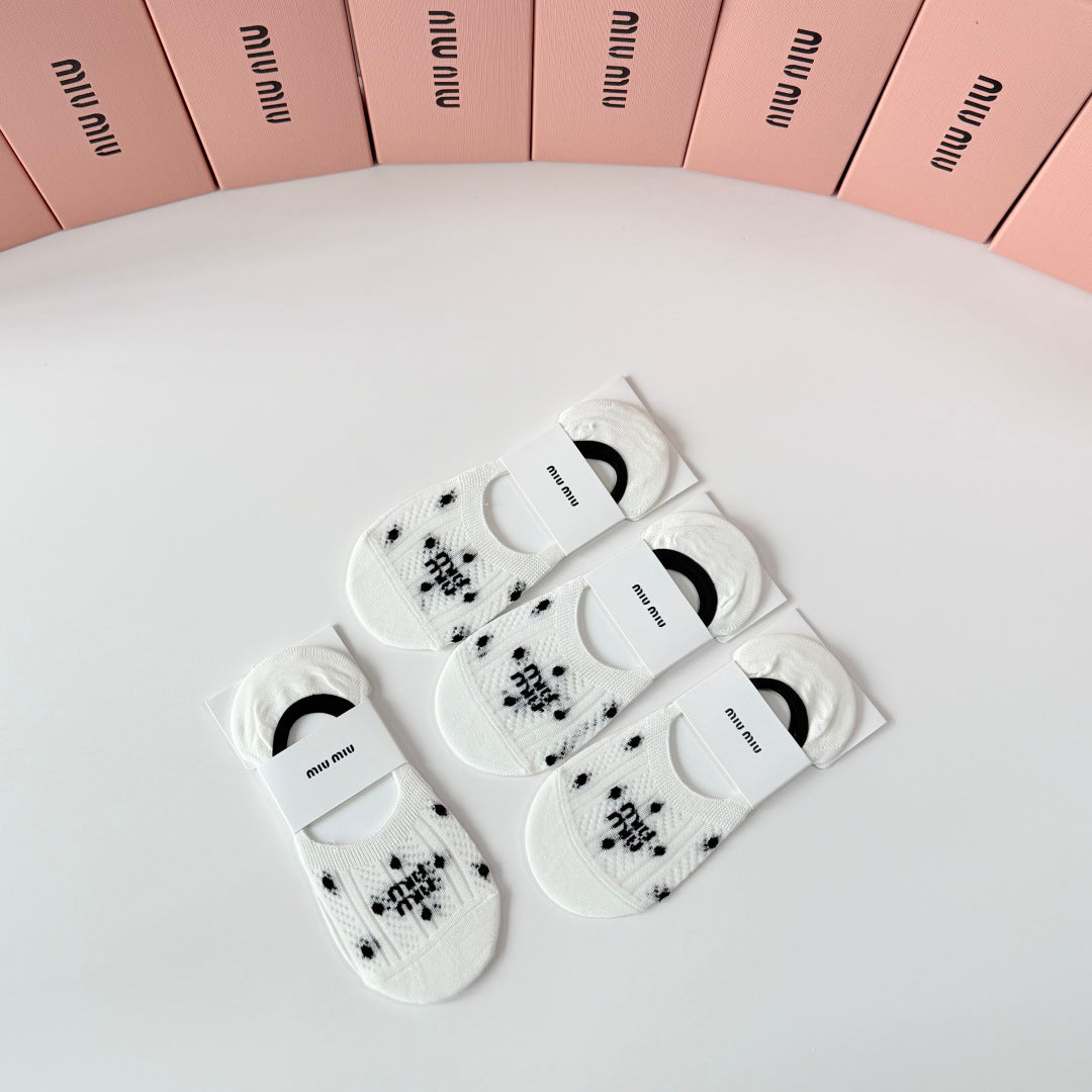 Miu Miu Comfort No-Show Socks – 4-Pair Set #001