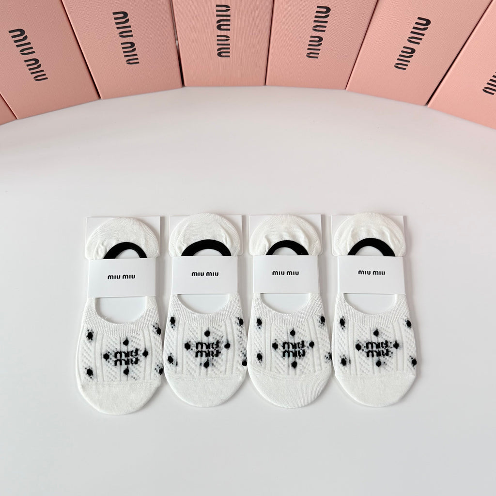Miu Miu Comfort No-Show Socks – 4-Pair Set #001
