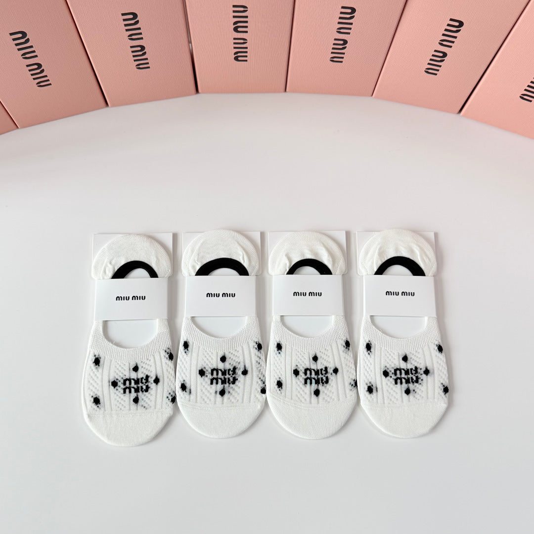 Miu Miu Comfort No-Show Socks – 4-Pair Set #001