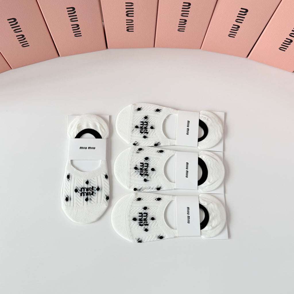 Miu Miu Comfort No-Show Socks – 4-Pair Set #001