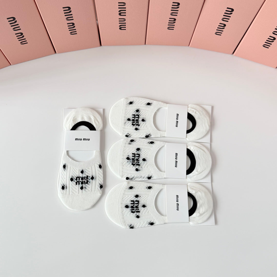 Miu Miu Comfort No-Show Socks – 4-Pair Set #001