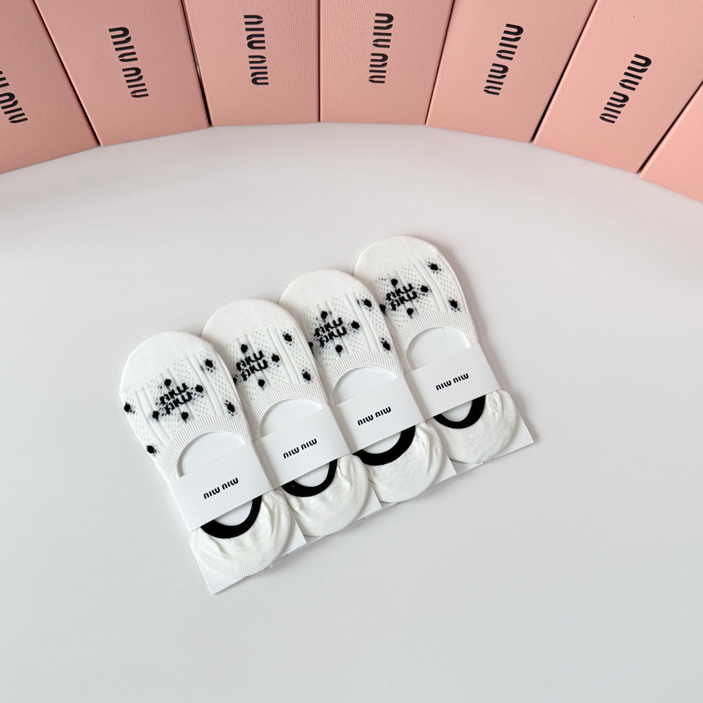 Miu Miu Comfort No-Show Socks – 4-Pair Set #001