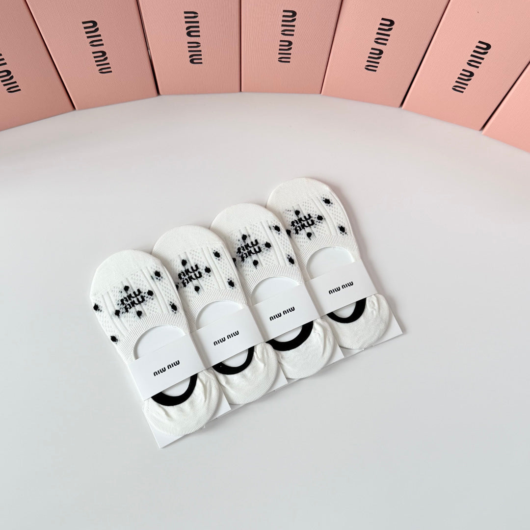 Miu Miu Comfort No-Show Socks – 4-Pair Set #001
