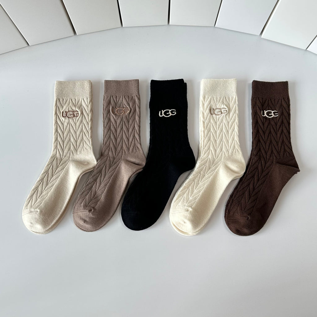 SOLEMN Cashmere Blend Crew Socks – 5-Pair Set #001