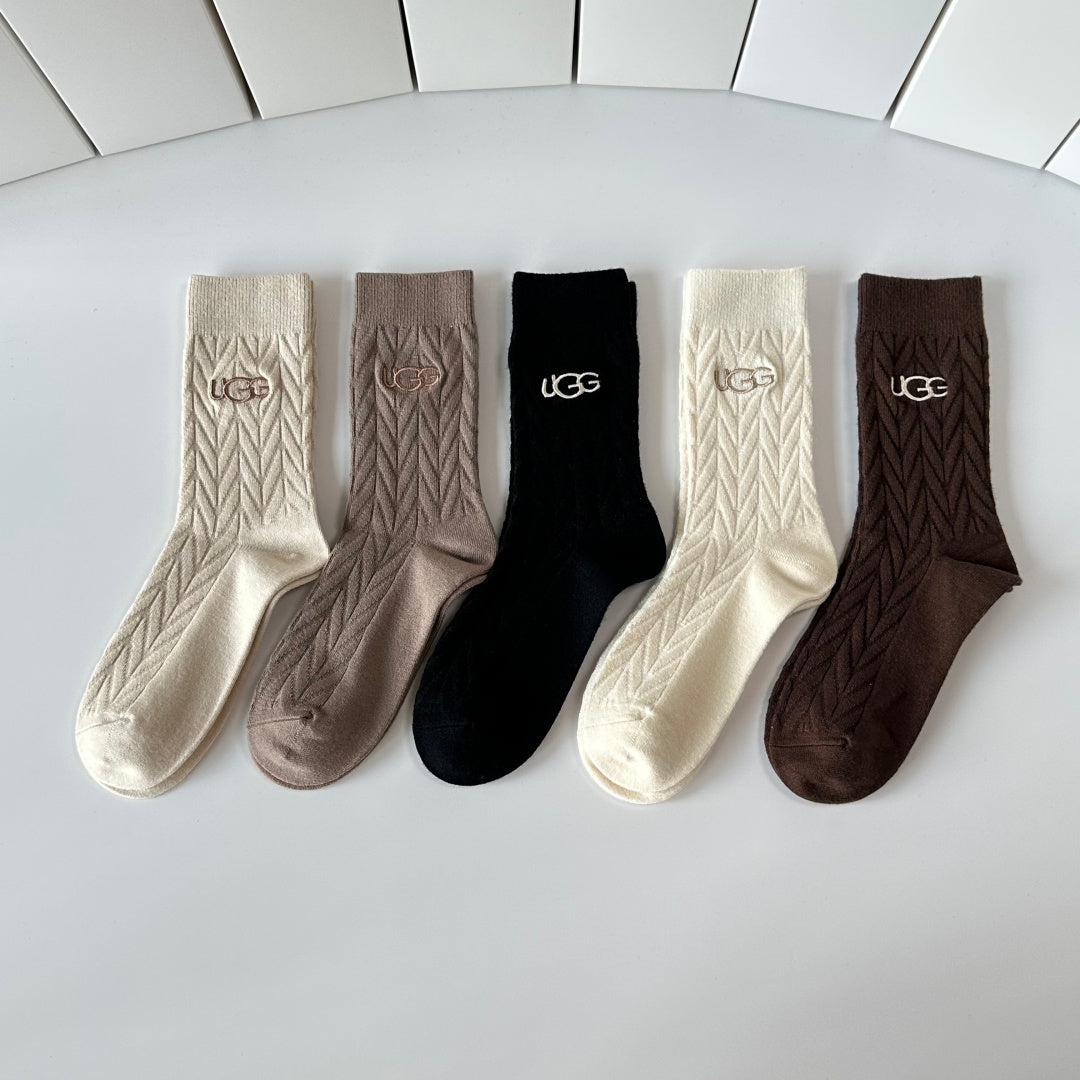 SOLEMN Cashmere Blend Crew Socks – 5-Pair Set #001