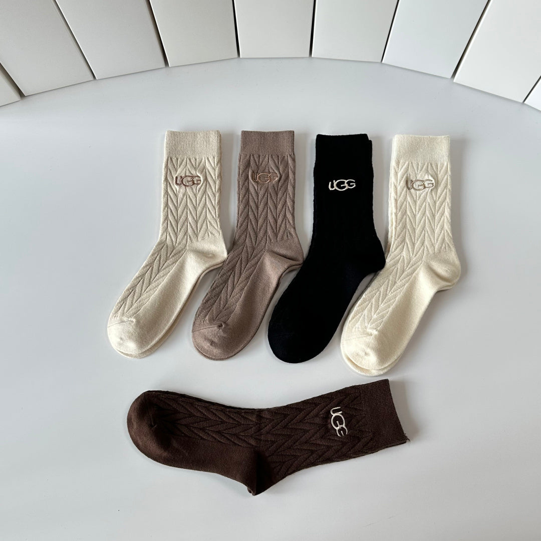 SOLEMN Cashmere Blend Crew Socks – 5-Pair Set #001