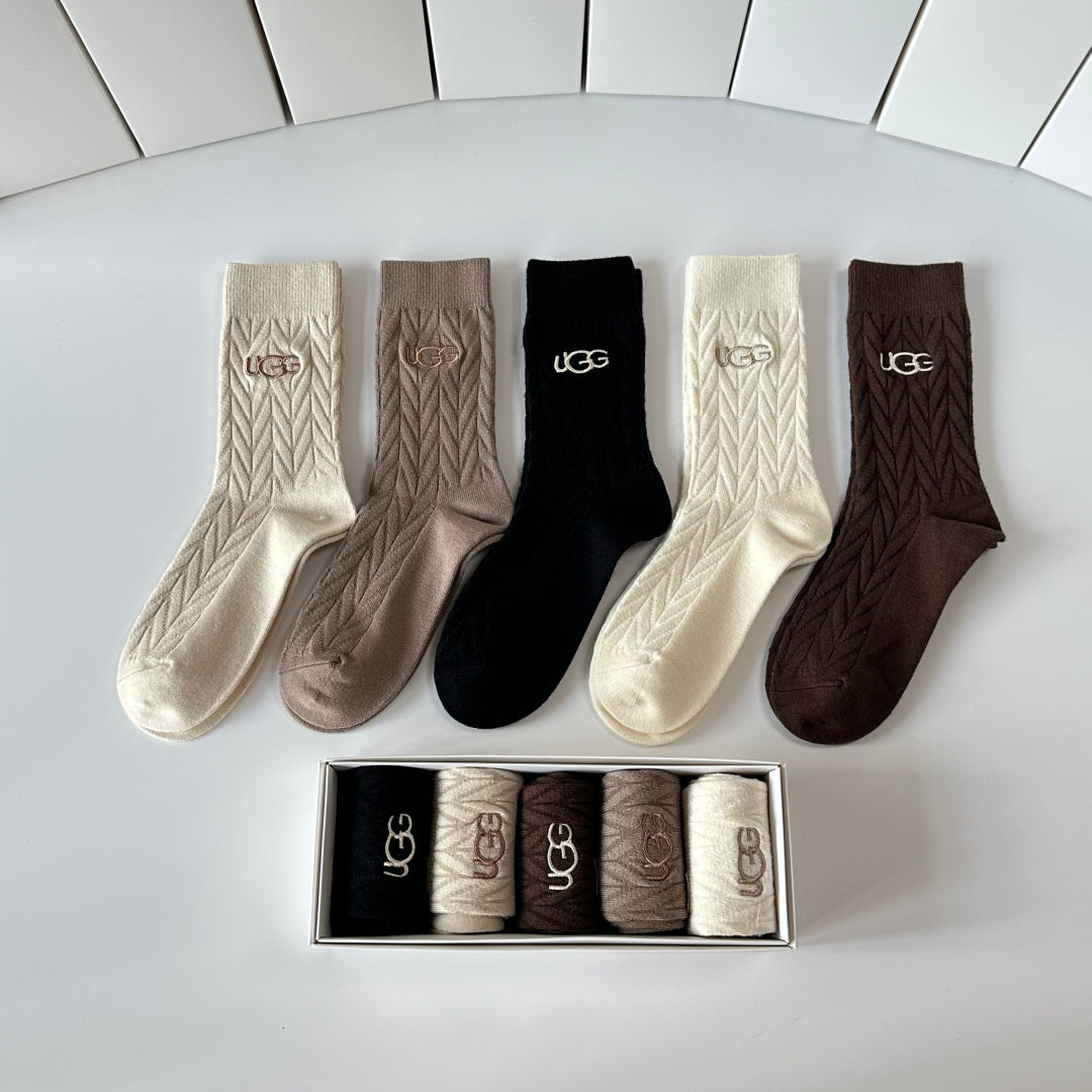 SOLEMN Cashmere Blend Crew Socks – 5-Pair Set #001