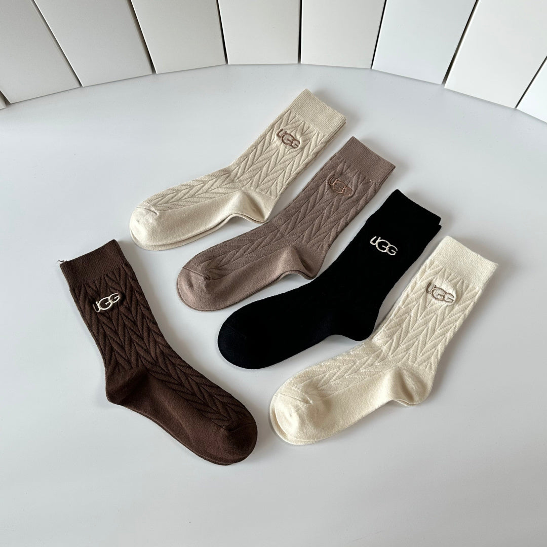 SOLEMN Cashmere Blend Crew Socks – 5-Pair Set #001