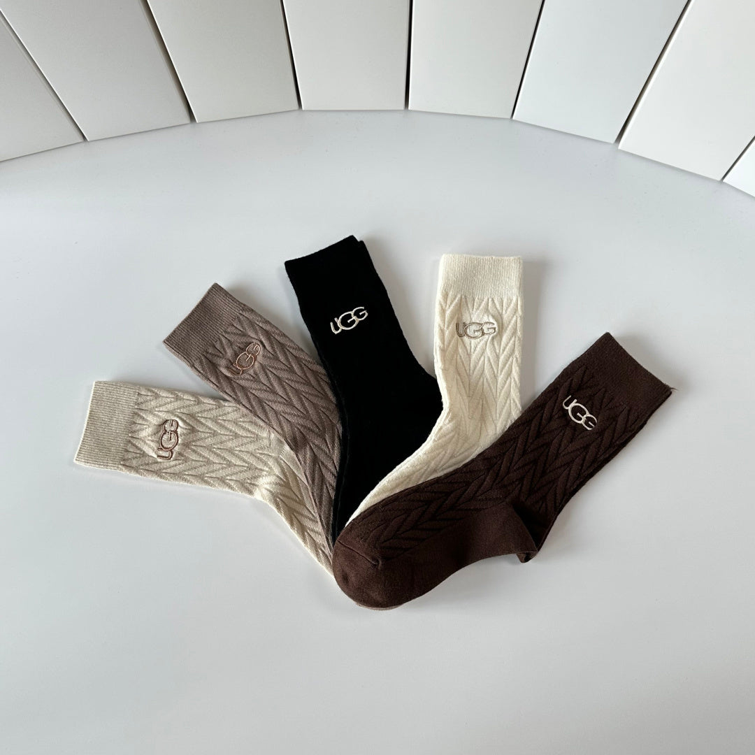 SOLEMN Cashmere Blend Crew Socks – 5-Pair Set #001