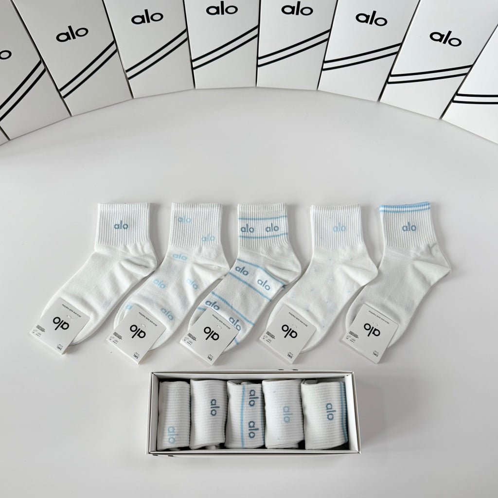 Alo Yoga Comfort Crew Socks – 5-Pair Set #003