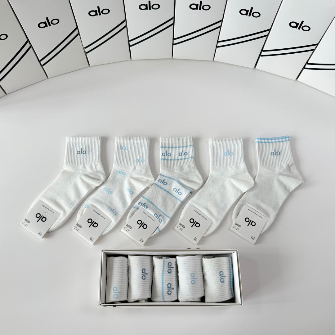 Alo Yoga Comfort Crew Socks – 5-Pair Set #003