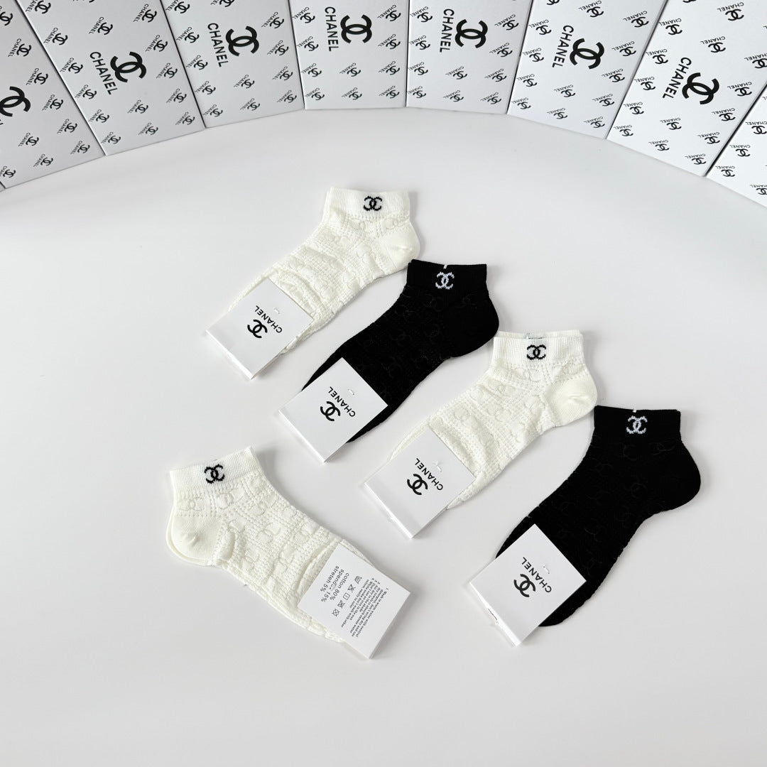 Chanel Comfort Ankle Socks – 5-Pair Set #002