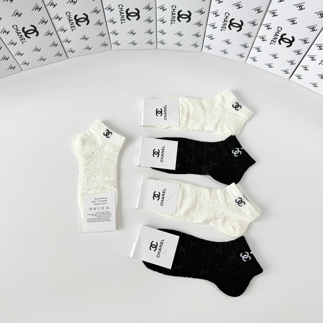 Chanel Comfort Ankle Socks – 5-Pair Set #002