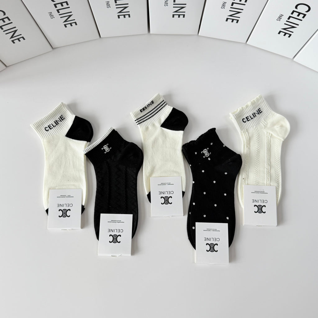 Celine Comfort Ankle Socks – 5-Pair Set #001