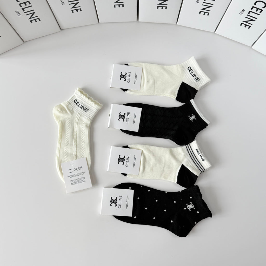 Celine Comfort Ankle Socks – 5-Pair Set #001