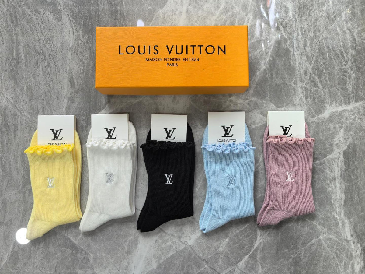 Louis Vuitton Cashmere Blend Crew Socks – 5-Pair Set #002