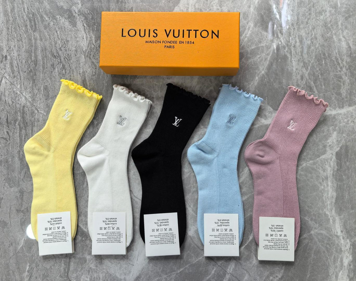 Louis Vuitton Cashmere Blend Crew Socks – 5-Pair Set #002