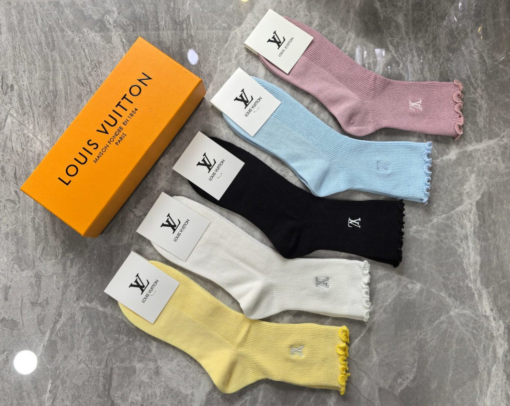 Louis Vuitton Cashmere Blend Crew Socks – 5-Pair Set #002