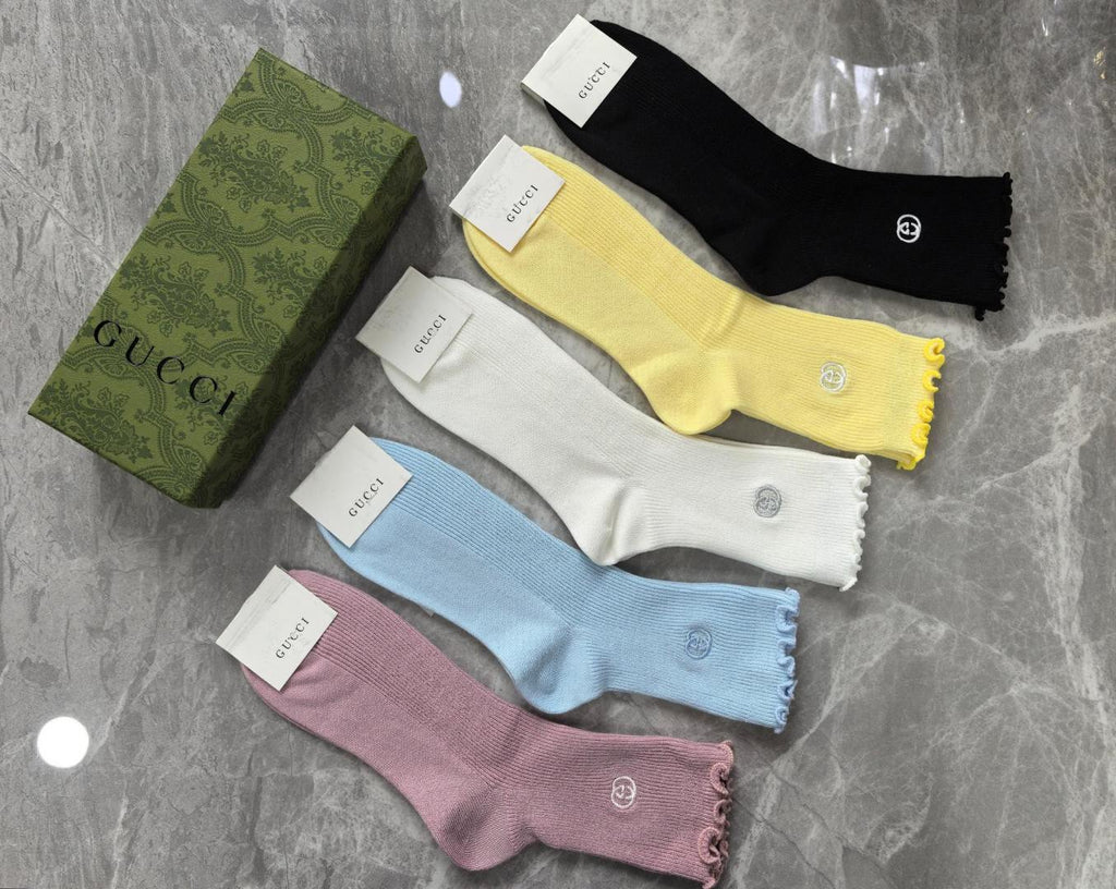 Gucci Cashmere Blend Crew Socks – 5-Pair Set #003