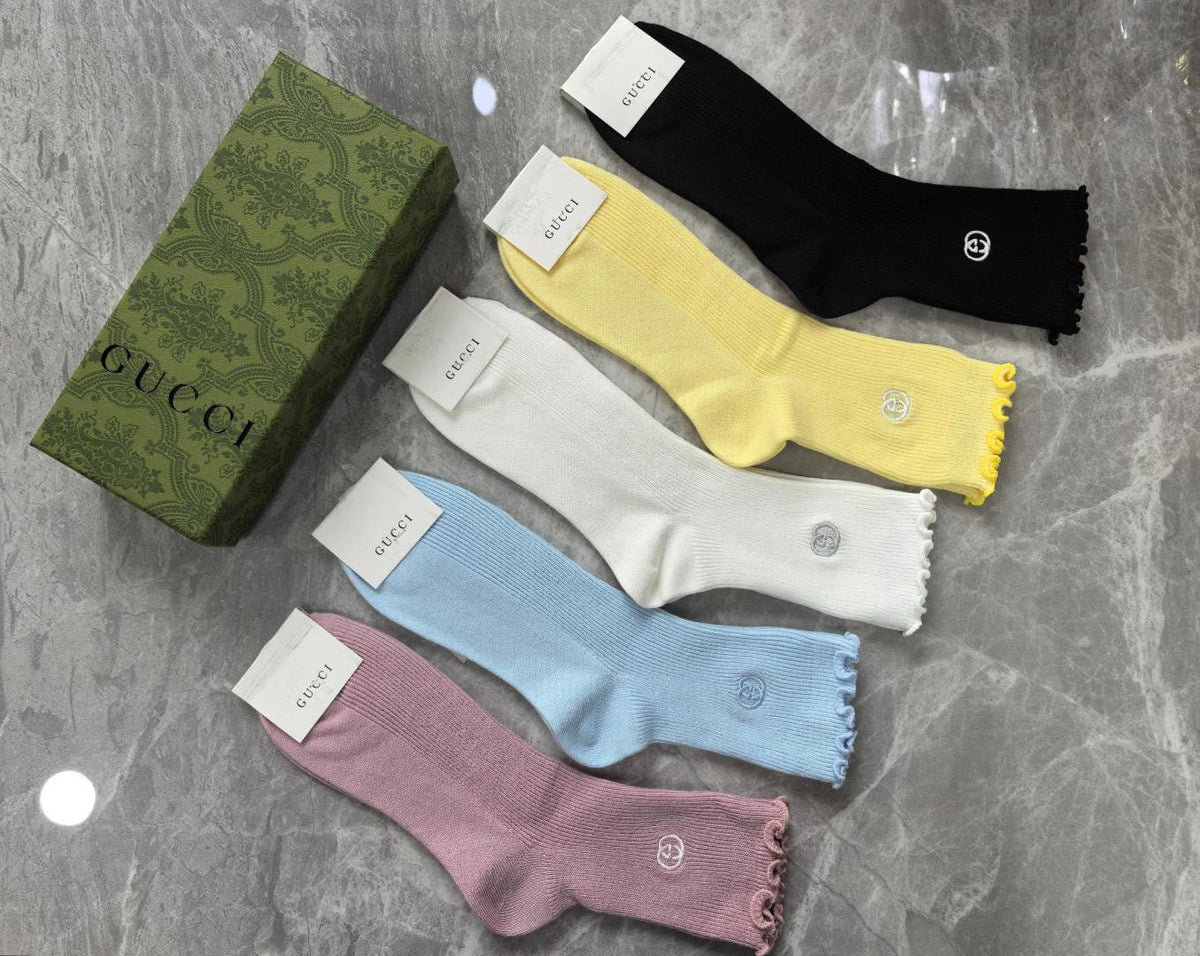 Gucci Cashmere Blend Crew Socks – 5-Pair Set #003
