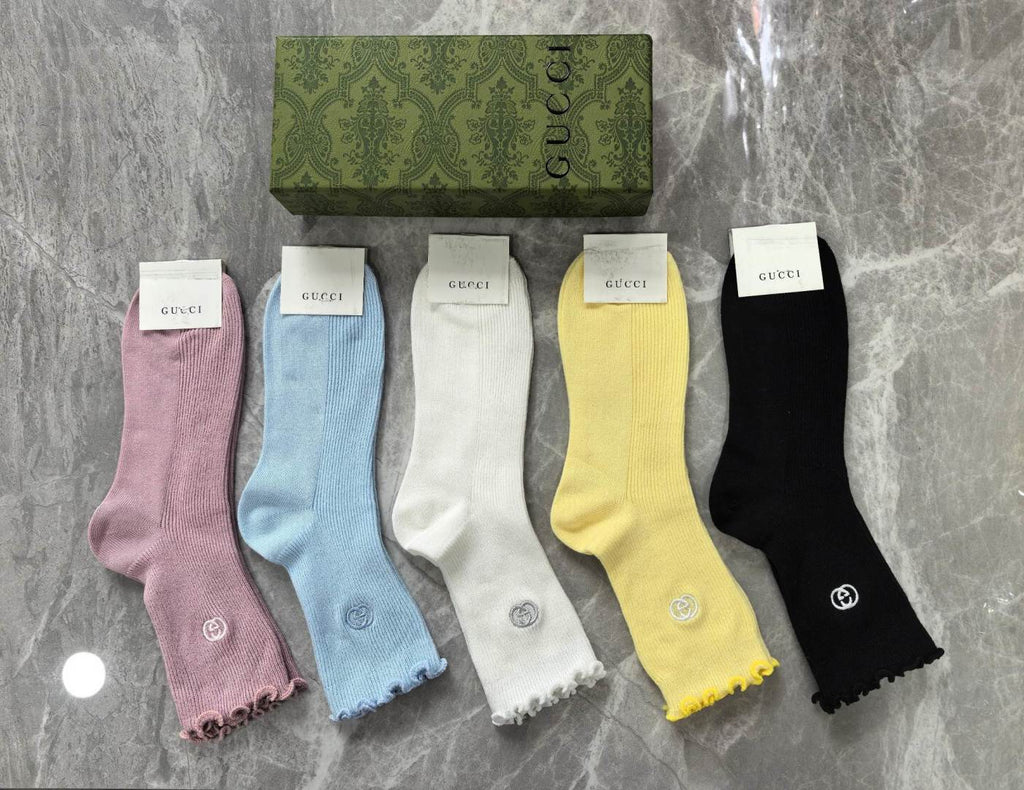 Gucci Cashmere Blend Crew Socks – 5-Pair Set #003