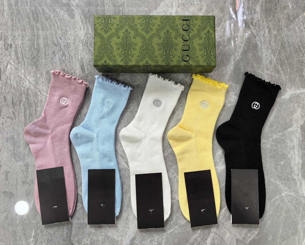 Gucci Cashmere Blend Crew Socks – 5-Pair Set #003