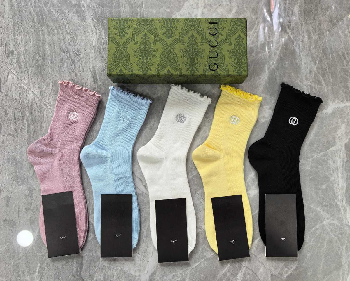 Gucci Cashmere Blend Crew Socks – 5-Pair Set #003