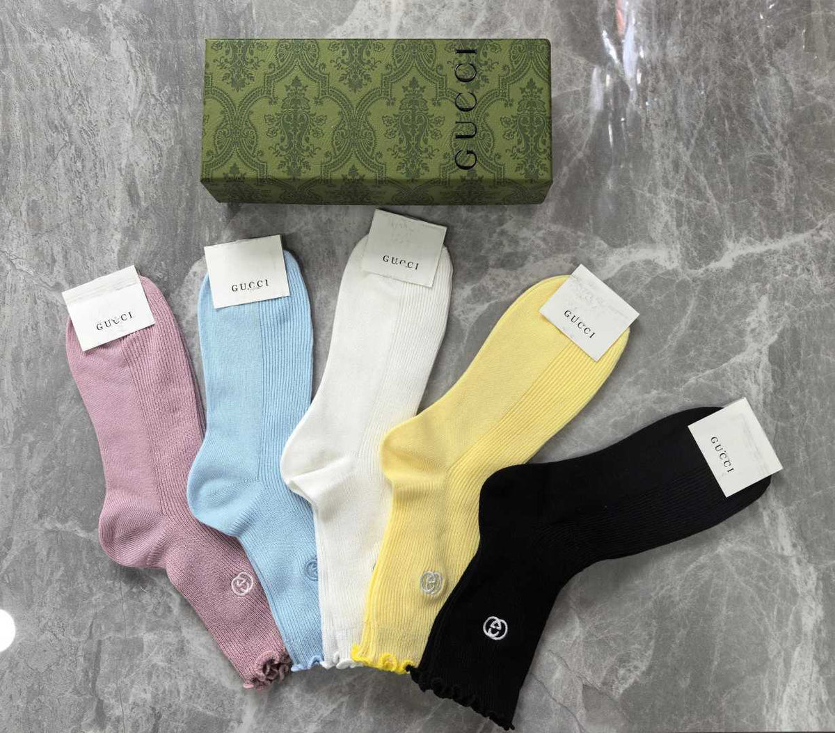 Gucci Cashmere Blend Crew Socks – 5-Pair Set #003