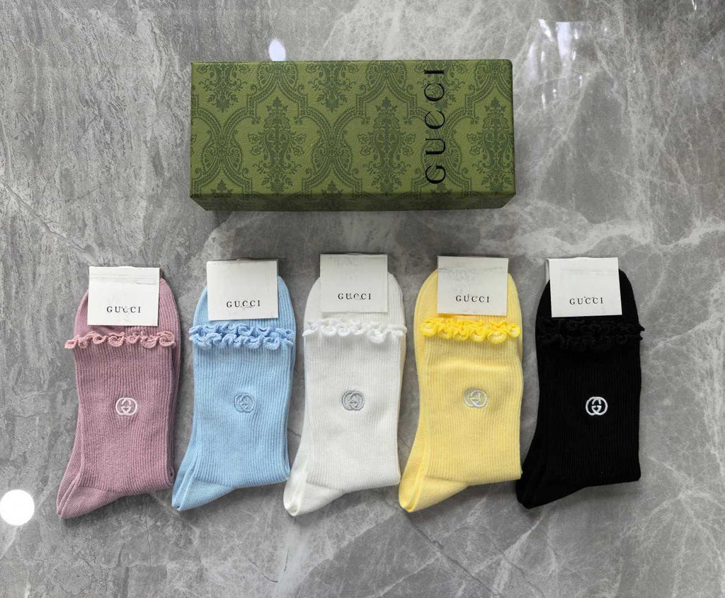 Gucci Cashmere Blend Crew Socks – 5-Pair Set #003