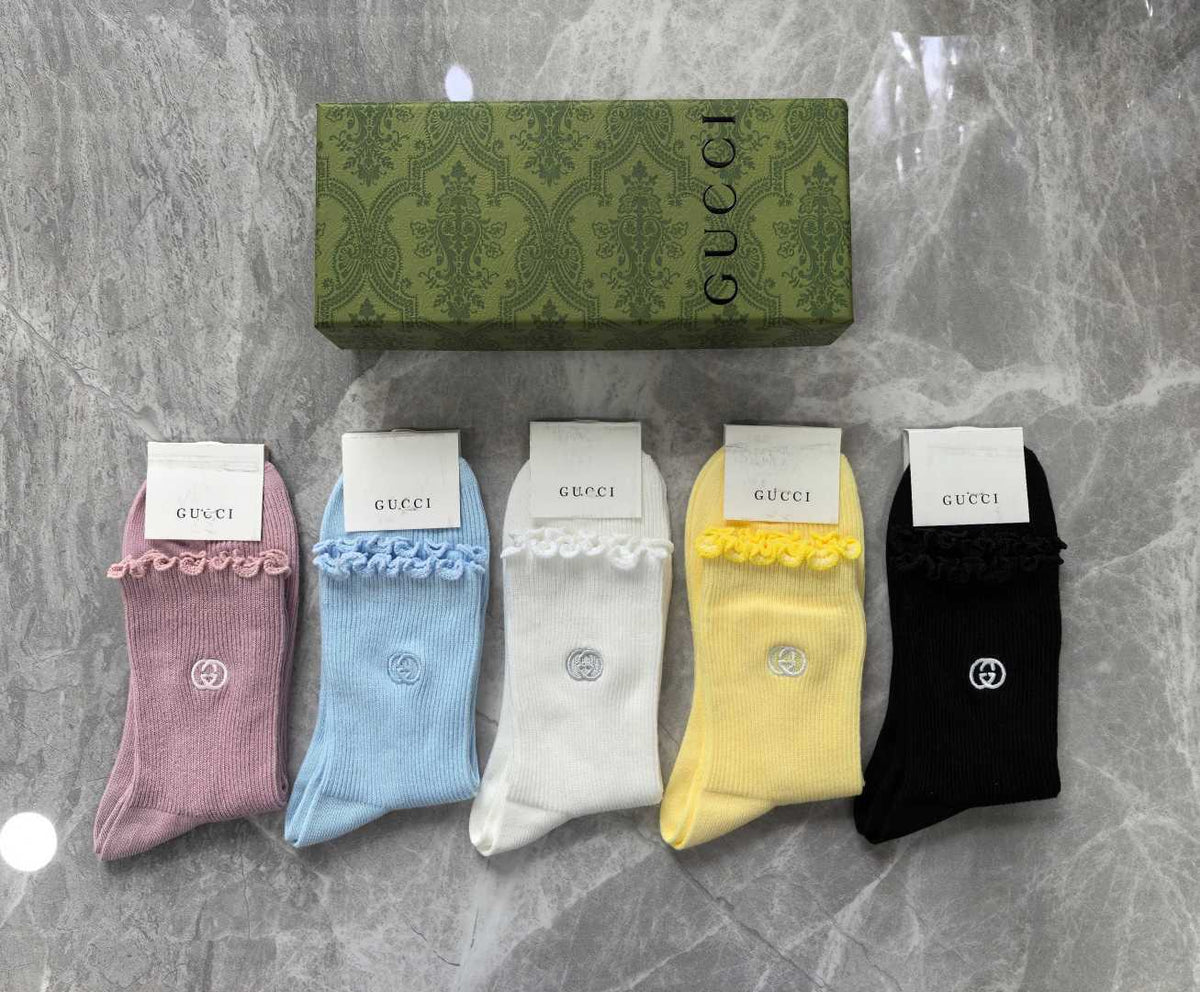 Gucci Cashmere Blend Crew Socks – 5-Pair Set #003