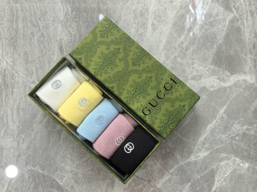Gucci Cashmere Blend Crew Socks – 5-Pair Set #003
