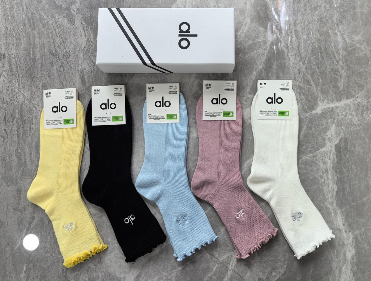Alo Yoga Cashmere Blend Crew Socks – 5-Pair Set #001