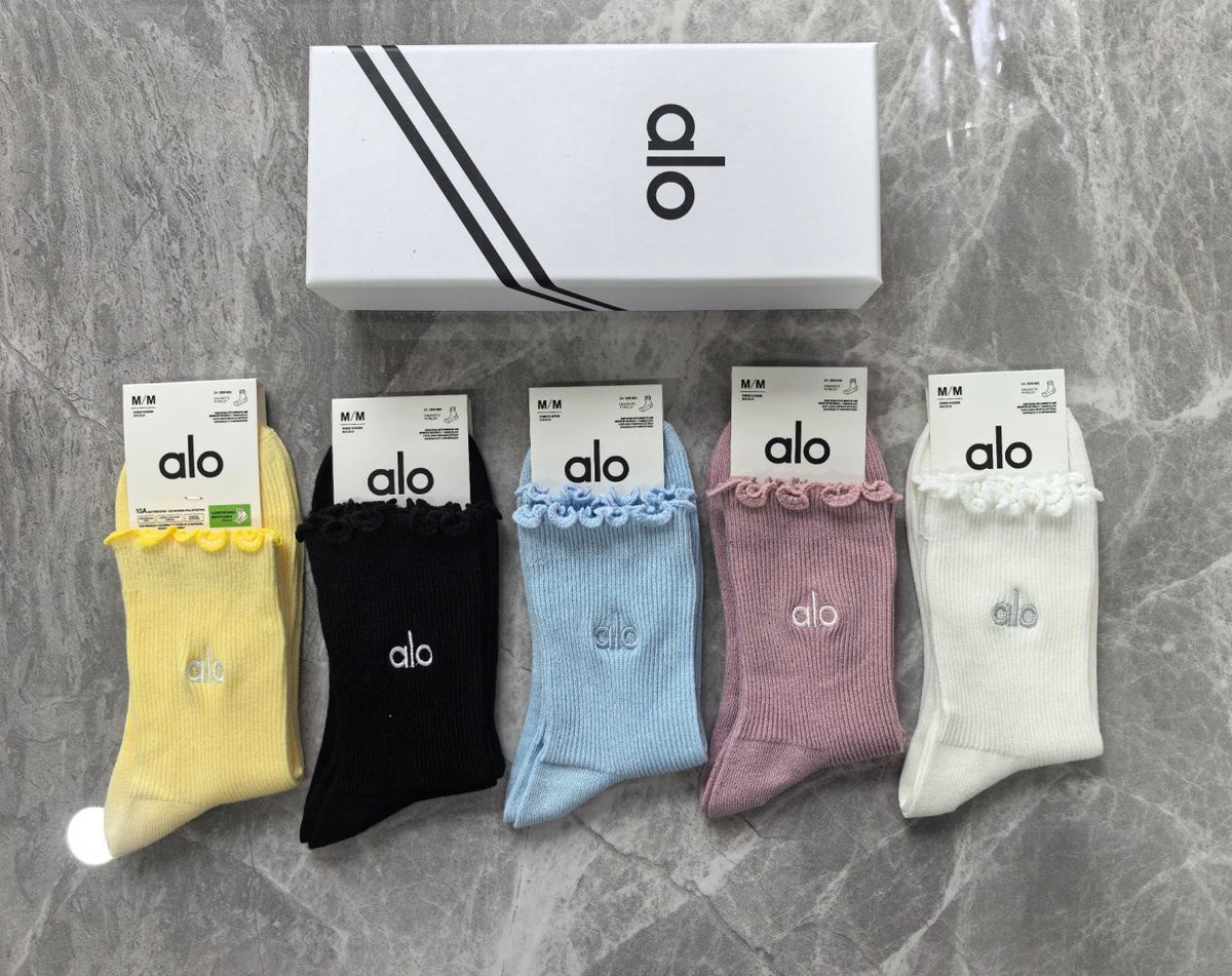 Alo Yoga Cashmere Blend Crew Socks – 5-Pair Set #001