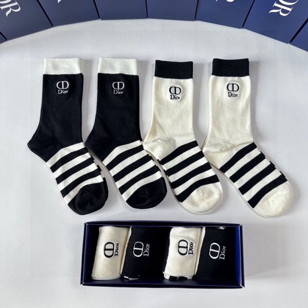 Dior Comfort Crew Socks – 4-Pair Set #001
