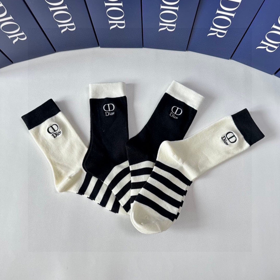 Dior Comfort Crew Socks – 4-Pair Set #001