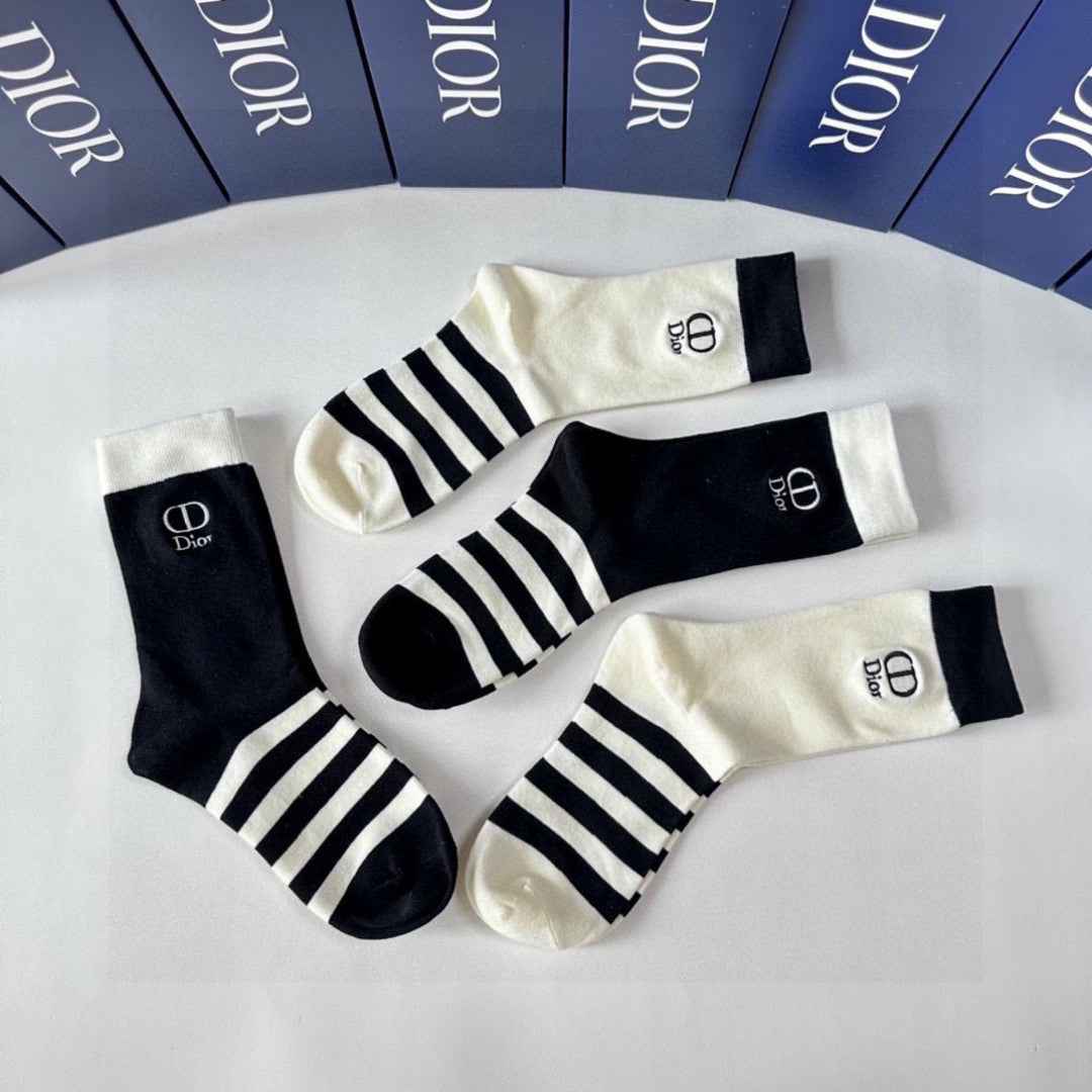 Dior Comfort Crew Socks – 4-Pair Set #001