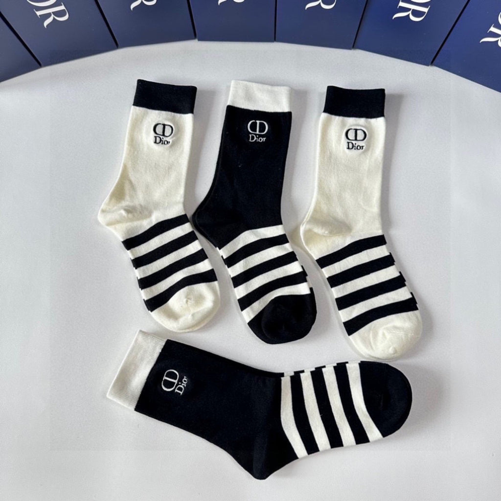 Dior Comfort Crew Socks – 4-Pair Set #001