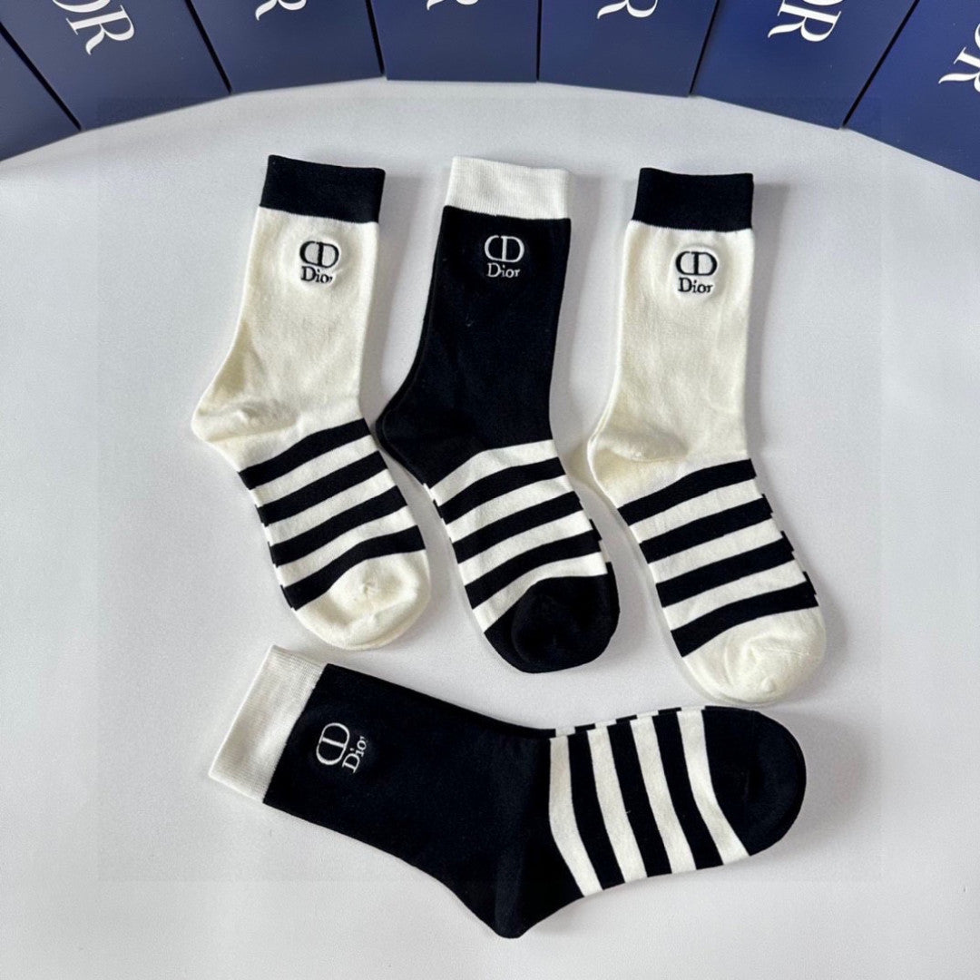Dior Comfort Crew Socks – 4-Pair Set #001