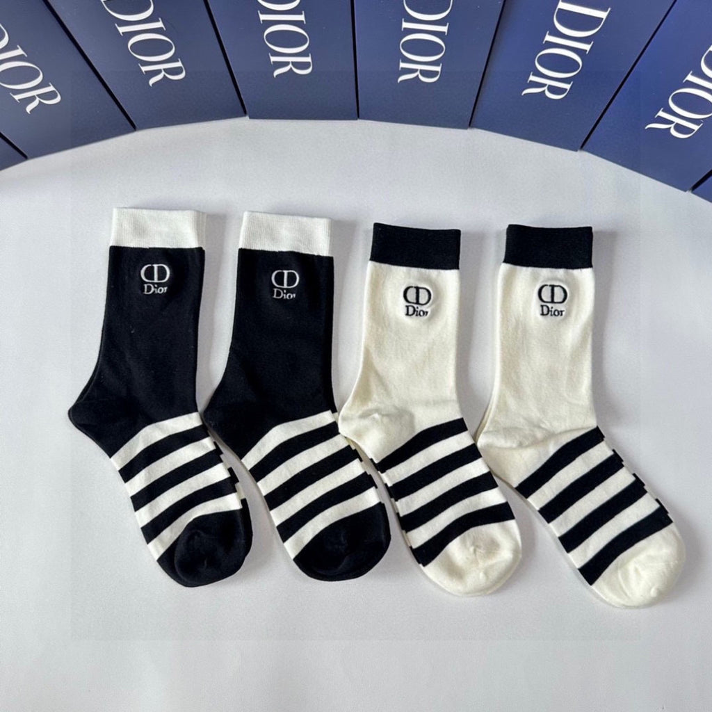 Dior Comfort Crew Socks – 4-Pair Set #001