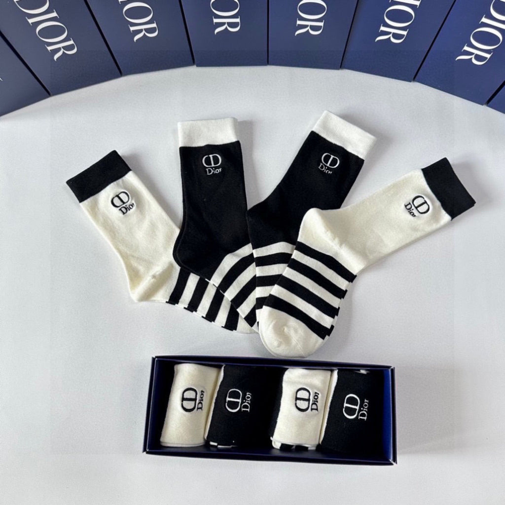 Dior Comfort Crew Socks – 4-Pair Set #001