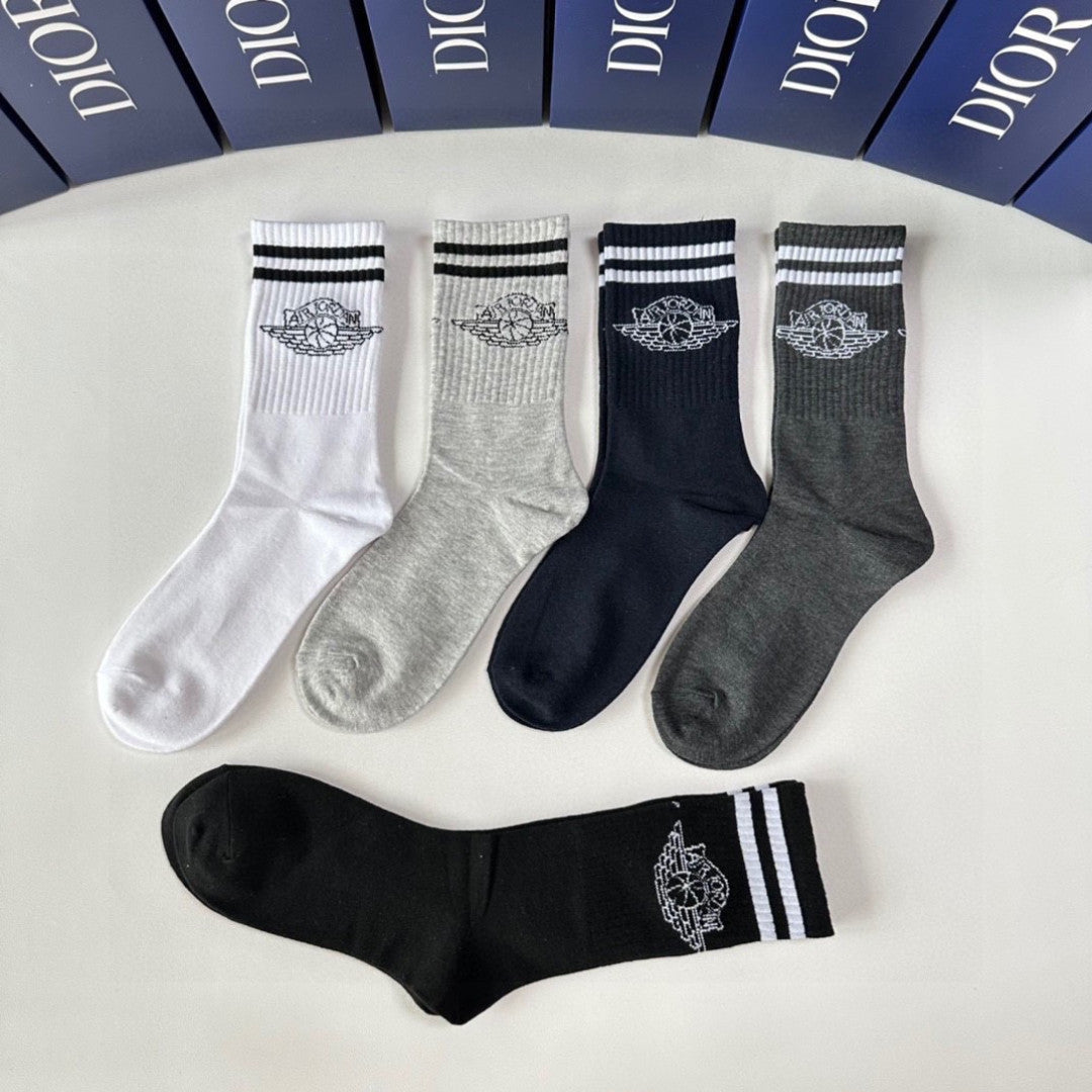 Dior Comfort Crew Socks – 5-Pair Set #005