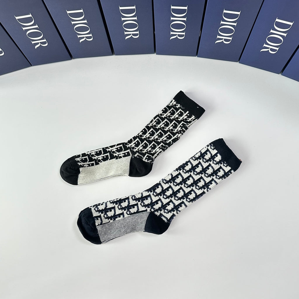 Dior Cashmere Blend Crew Socks – 2-Pair Set #001