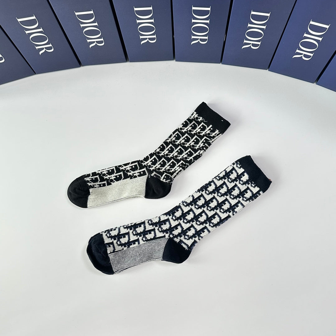 Dior Cashmere Blend Crew Socks – 2-Pair Set #001