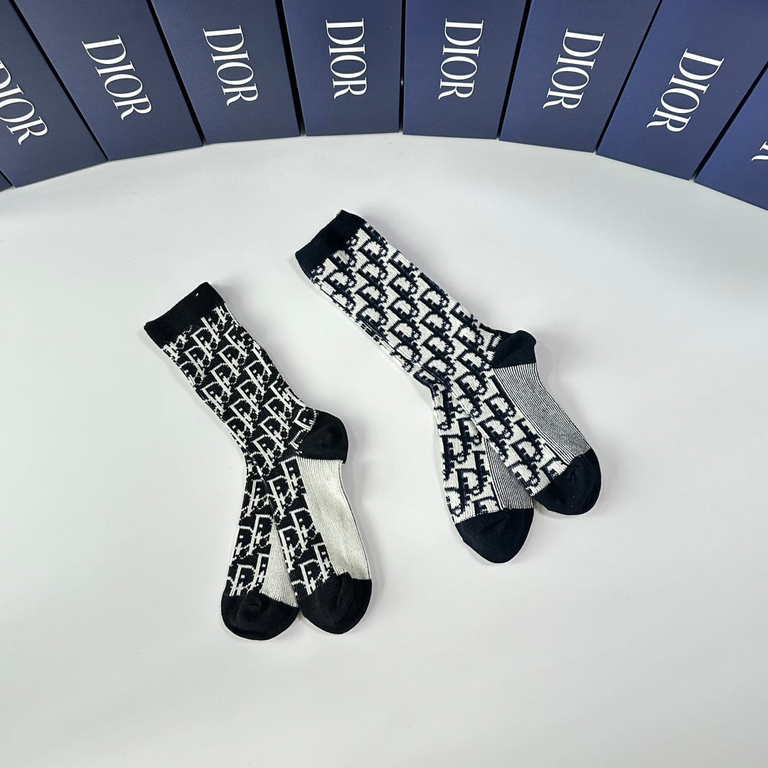 Dior Cashmere Blend Crew Socks – 2-Pair Set #001