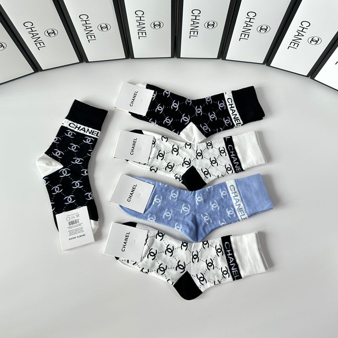 Chanel Comfort Crew Socks – 5-Pair Set #001