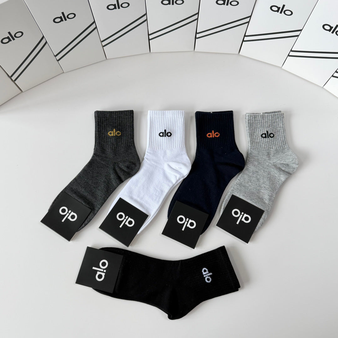 Alo Yoga Comfort Knee-High Socks – 5-Pair Set #001